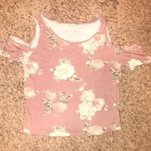Floral cold shoulder crop top
